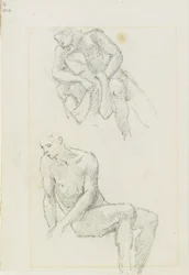 Studi di figure maschili (recto e verso), pagine 3 e 4 da un libro di studi, c. 1880-1890